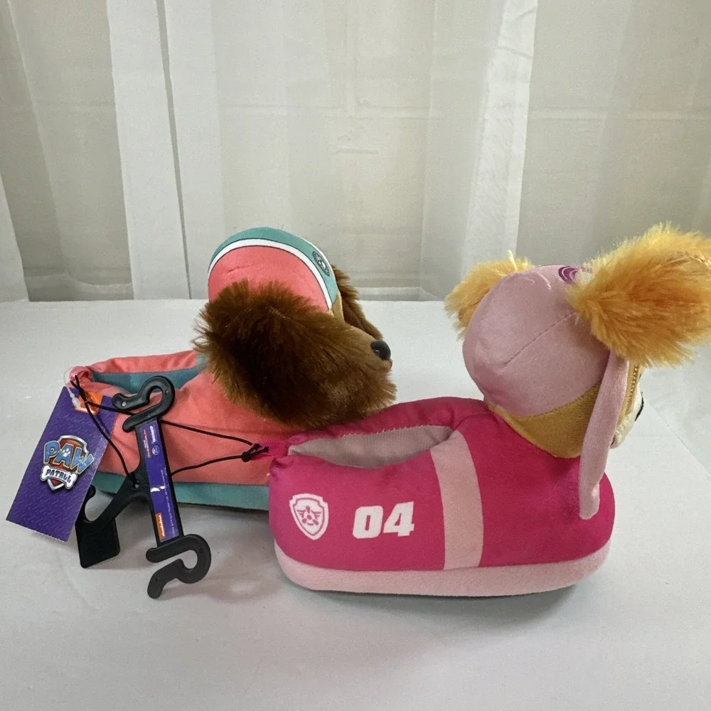 Nickelodeon Paw Patrol Toddler Slippers Liberty & Skye Plush 3D Girls Size 7-8